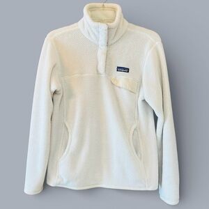 Patagonia Fleece Pullover‎ Women's Re-Tool Snap-T Sz M Ivory Cream